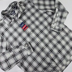 NWT CHAPS Button Down Shirt Men's SIZE 2XL Black Multi Plaid Stretch EASY CARE..